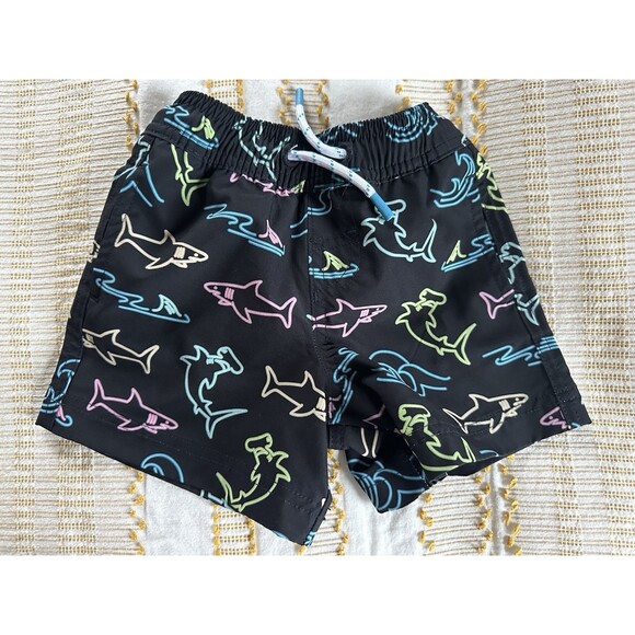 Member's Mark Toddler Boy's Swim Trunks Black with Neon Color Sharks Size 2T - Picture 1 of 6